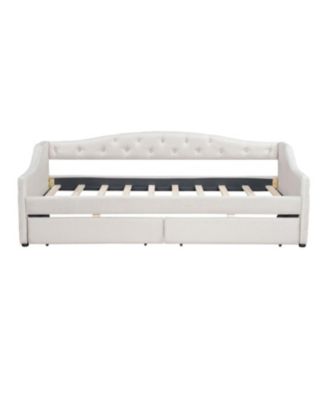 Upholstered Twin XL Size Daybed with LED Belt and 2 Drawers