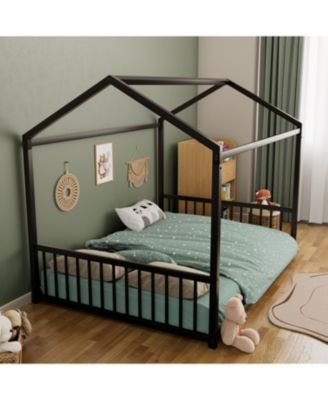 Metal Montessori Design, Safety Rails, Low-to-Ground Frame Bed Frame