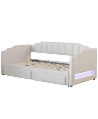 Twin XL Extendable Upholstered Daybed with Storage & LED