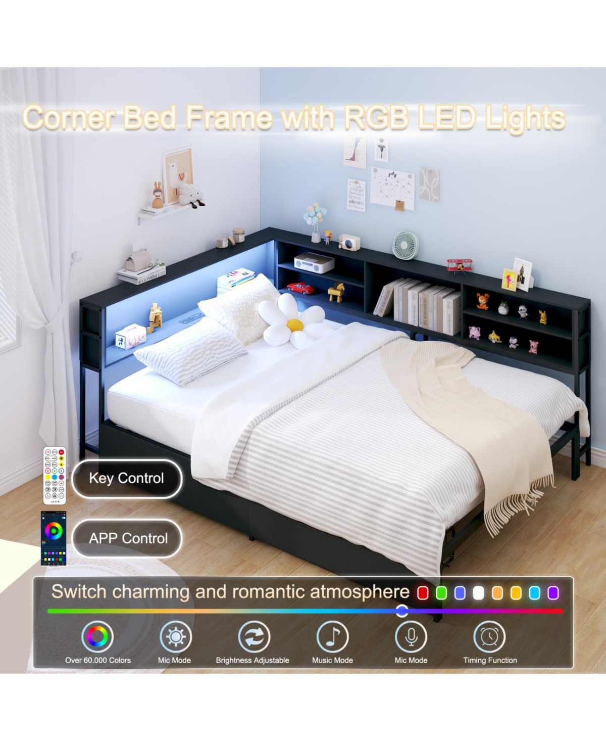 Streamdale Furniture Corner Bed Frame: Full Daybed with Storage