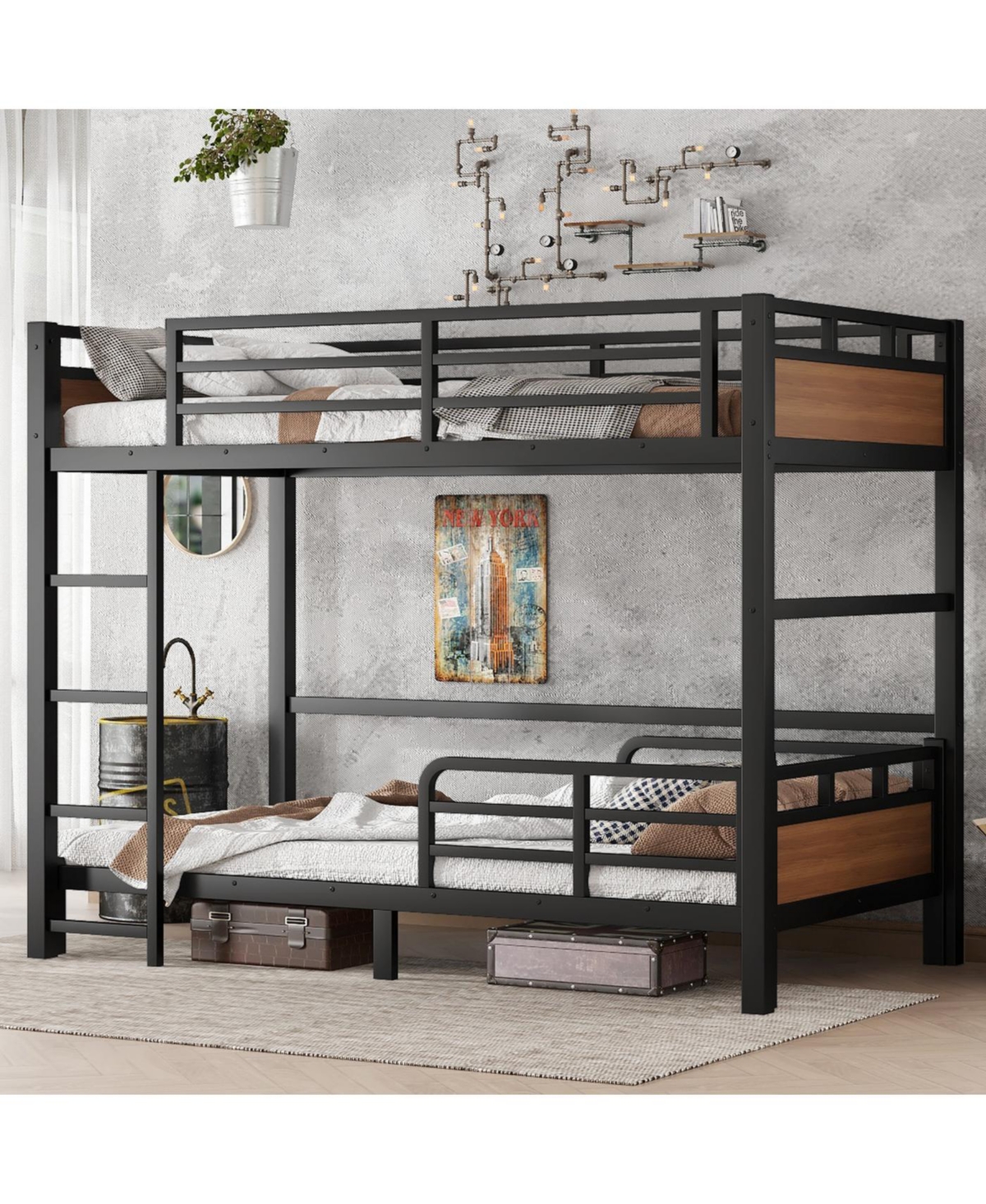 Streamdale Furniture Twin Xl/Twin Xl Metal Bunk Bed, Separable