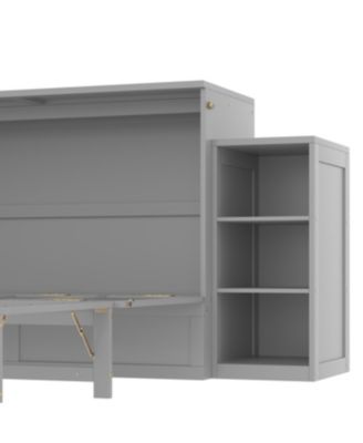 Streamdale Queen size Murphy bed with storage drawers and shelves. Light gray