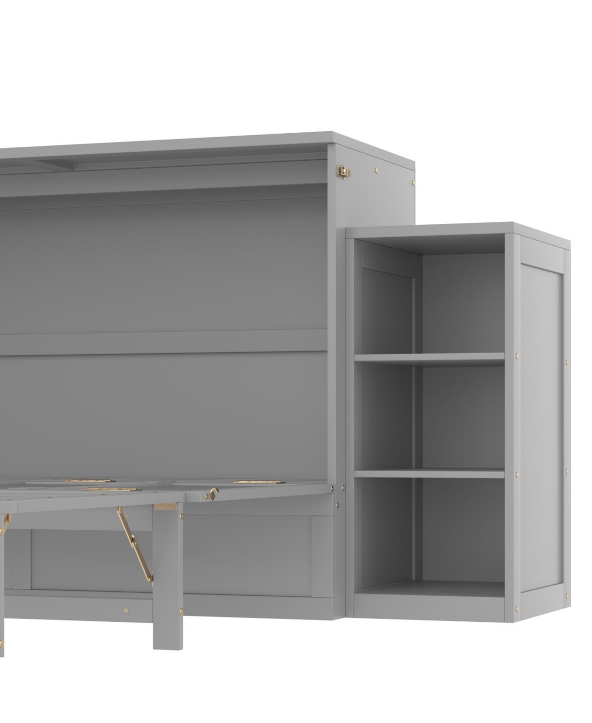 Streamdale Furniture Streamdale Queen size Murphy bed with storage drawers and shelves. Light gray