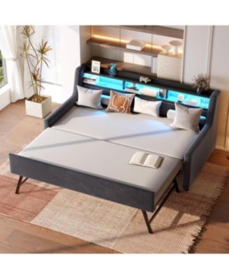 Streamdale Twin Size Upholstered Daybed with LED & Charging Station