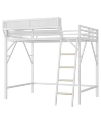 Metal Full Loft Bed with Storage Shelves