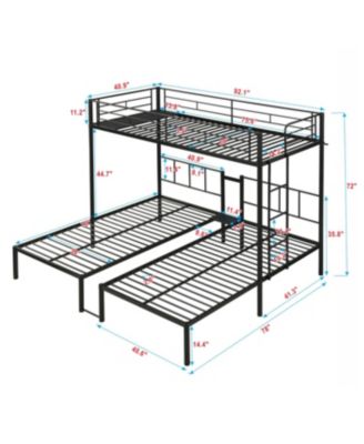 Streamdale Twin Over Twin Over Twin Triple Bunk Bed with Vertical Ladder and Safety Rail