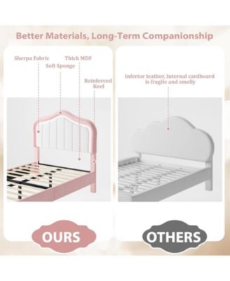 Upholstered Bed Frame with Storage Drawer and Smart LED Headboard, Twin Size Platform Bed Frame for Kids, Wooden Slats Support