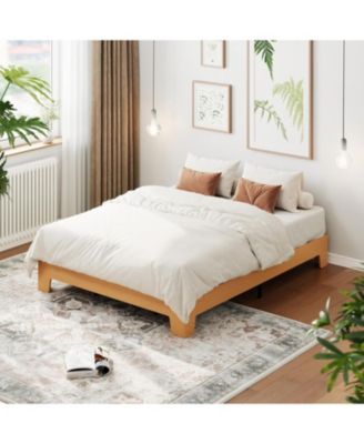 Queen Size with Underbed Storage, 10.24" Clearance, Wood & Metal Slats, No Headboard, No Box Spring Platform Bed Frame