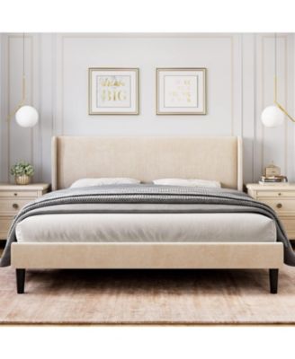 Easy Assembly Queen Size Bed Frame  Upholstered Platform Bed Space Saving, for Living Room, Guest Room - 24