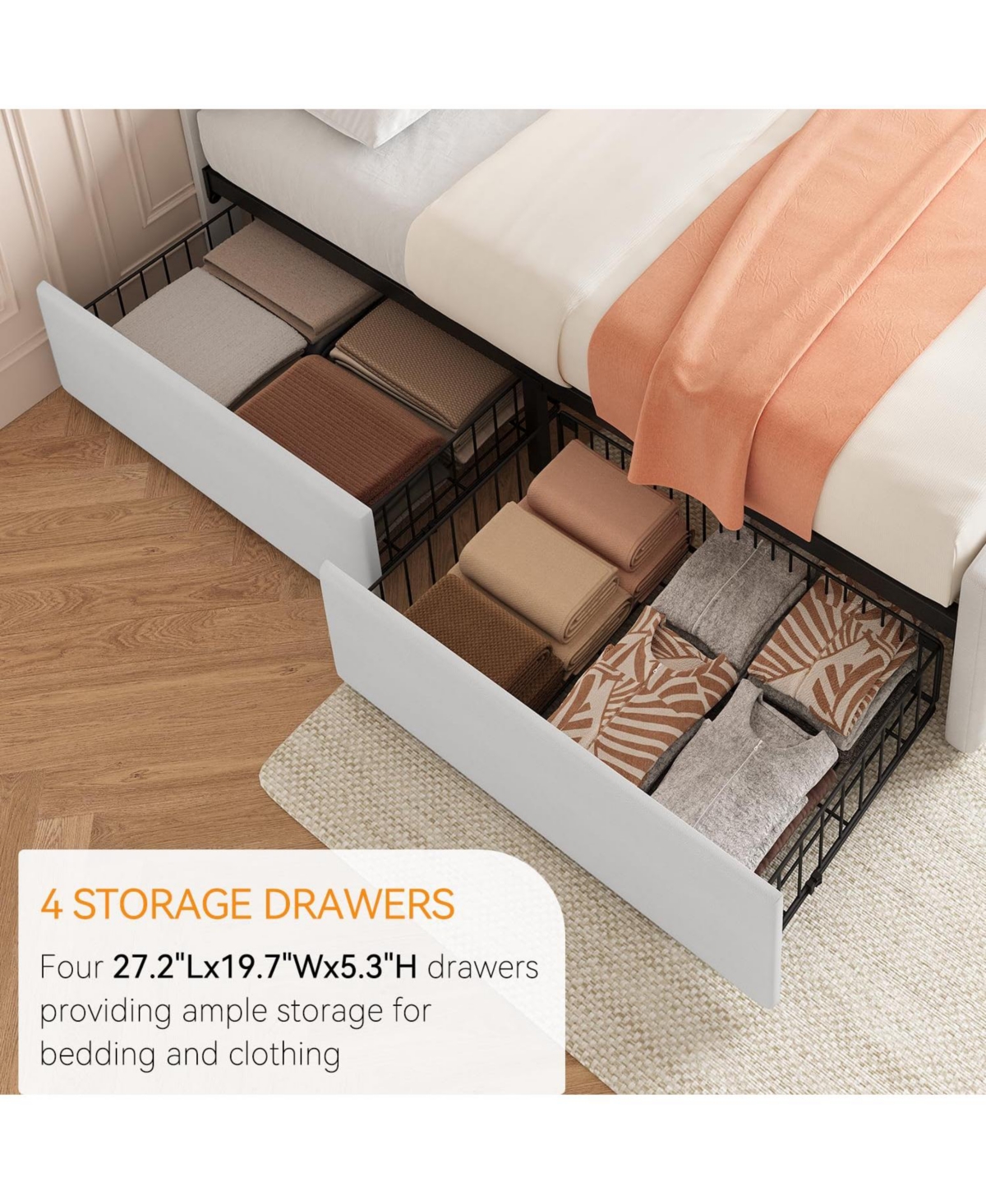 gaomon Queen Bed Frame with Headboard and 4 Storage Drawers