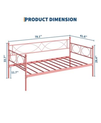 Twin daybed with Trundle, Metal Twin Daybed, Day Bed Sofa Bed Frame with Steel Slat Support, Multifunctional Daybed Frame