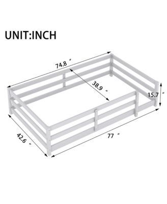 Pine Wood Twin Size Kids Floor Bed, Long-Lasting Montessori Floor Bed with Fence for Girls, Boys