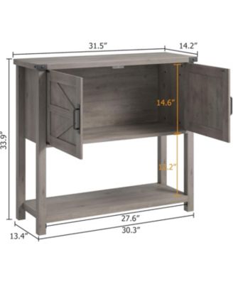 Gray Farmhouse Console Table with Cabinets and Drawers, Versatile Storage Solution for Hallway, Living Room