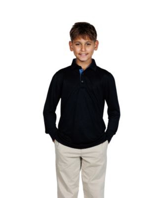 Boys Solid Modal Long Sleeve Polo Shirts