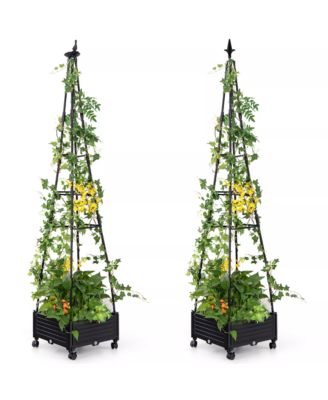 2PCS 81'' Garden Obelisk Trellis for Climbing Plants Tall Plant Support w/ Wheels