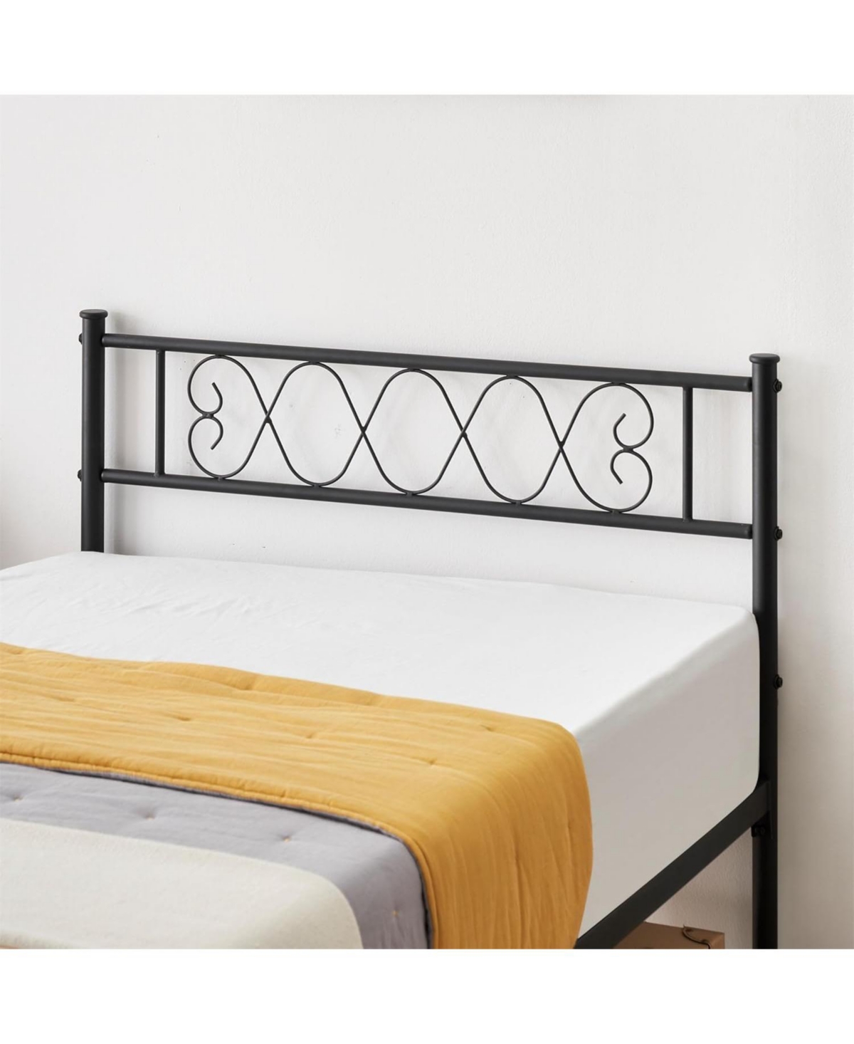 gaomon Metal Bed Frame with Heart Design Headboard, Under-Bed Storage, No Box Spring Needed