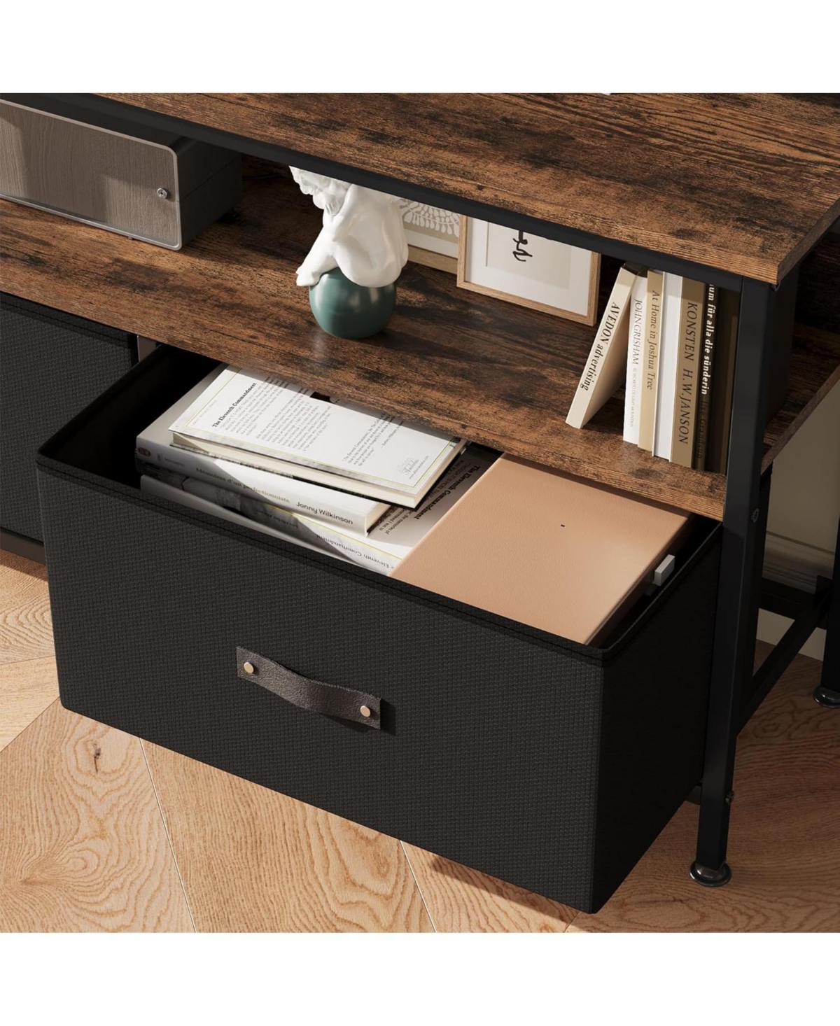 gaomon 3-Drawer Modern Tv Cabinet Lowboard with Open Shelves, Solid Steel Frame for TVs up to 55", Living Room Storage, Stylish Design