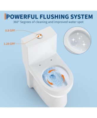 17.5 Inch Tall Toilet, One-Piece Round Toilet with ADA Comfort Chair Height Seat, Powerful 0.8/1.28L GPF Dual Flush