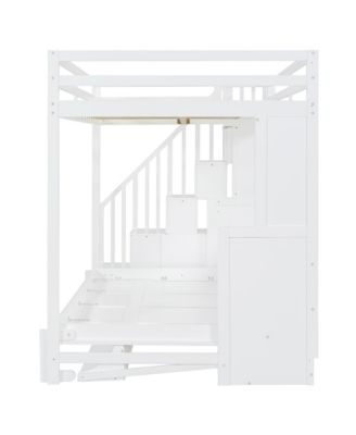 Full Over Full Size Murphy Bed with Hydraulic Lift & Desk Design