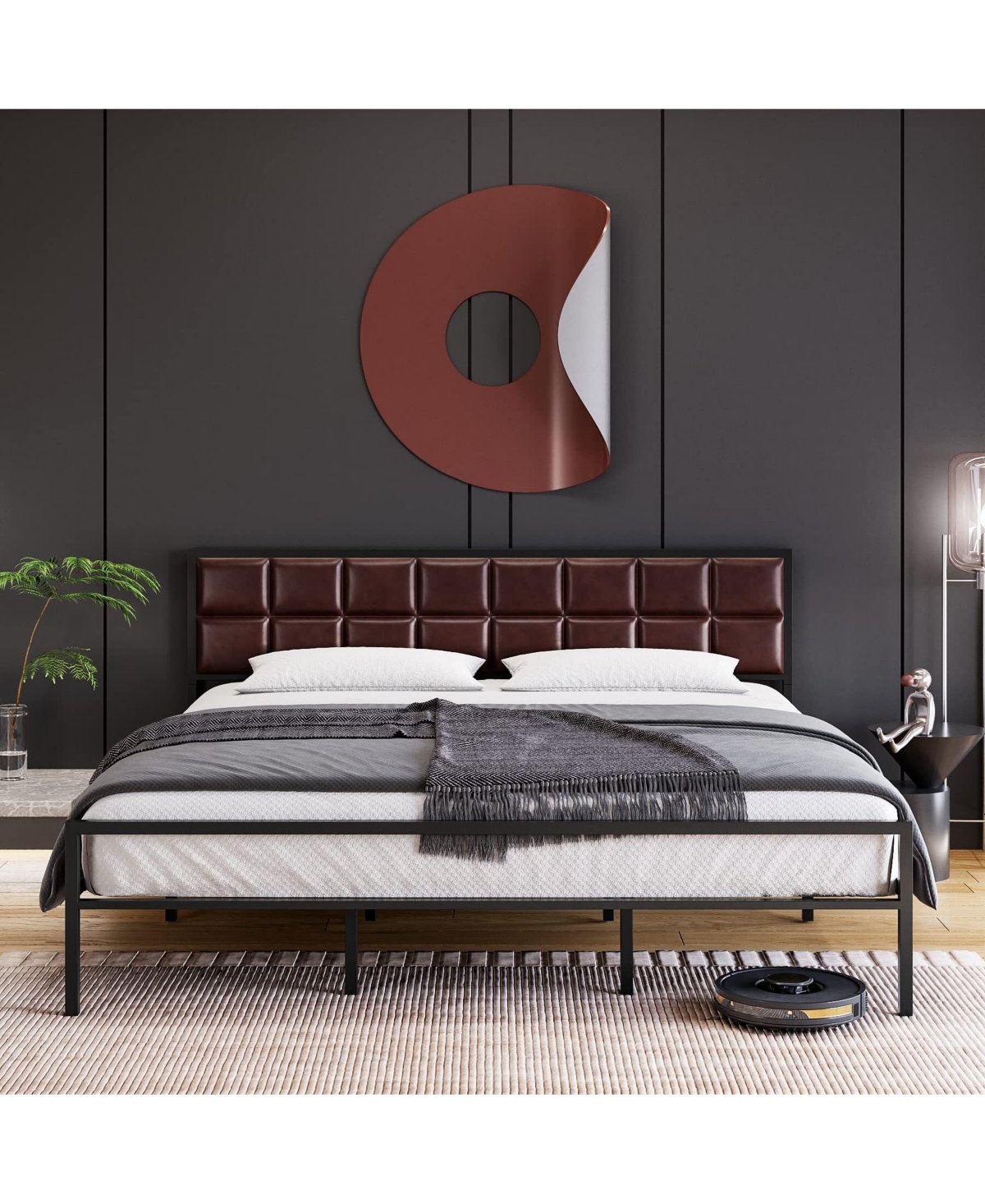 gaomon King Size Metal Bed Frame Platform with Headboard and Footboard