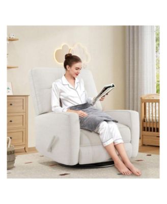 Recliner Chair 360 Degrees Swivel Rocking Glider Chair with Adjustable Backrest & Footrest Cozy Corduroy Upholstered Armchair for Living Rooms