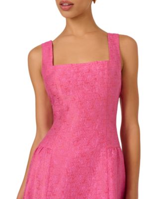 Women's Square Neck Textured Midi Dress