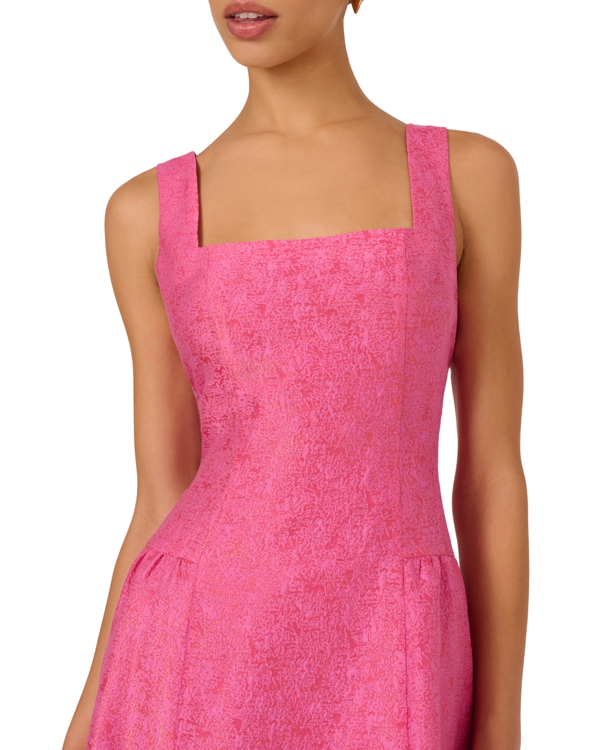 Adrianna Women's Square Neck Textured Midi Dress