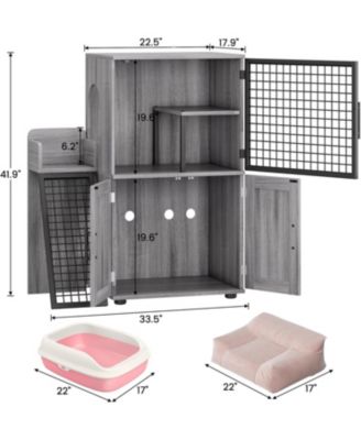 Modern Cat Litter Box Enclosure, Dual Layer Hidden Washroom, Sturdy Ladder, Indoor Cat Cabinet, Black