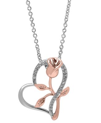 Cubic Zirconia (1/8 ct. t.w.) Flower in Heart Pendant Necklace
