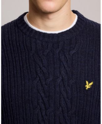 Men's Ribbed Cable Knit Long Sleeve Sweater