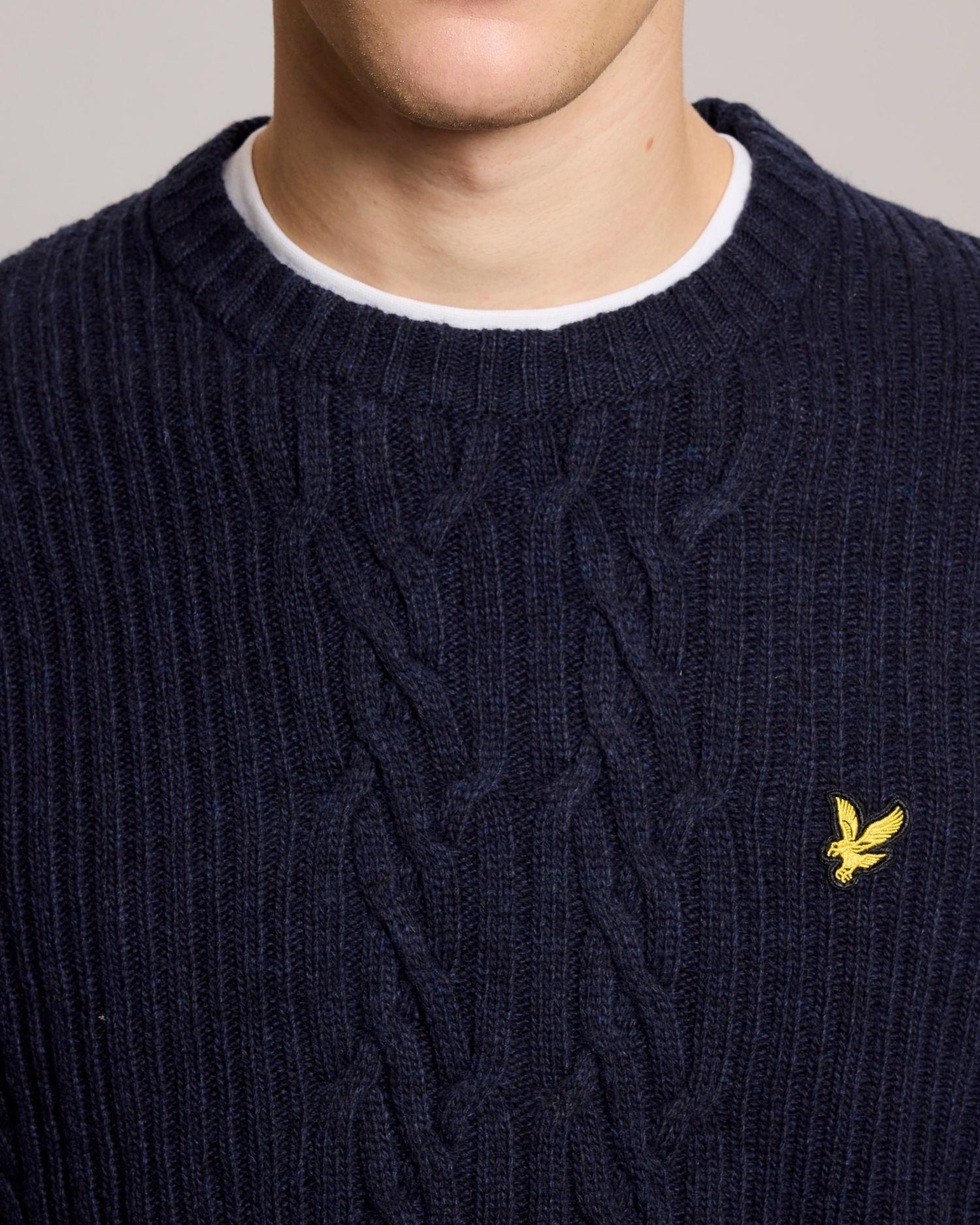 Men's Ribbed Cable Knit Long Sleeve Sweater