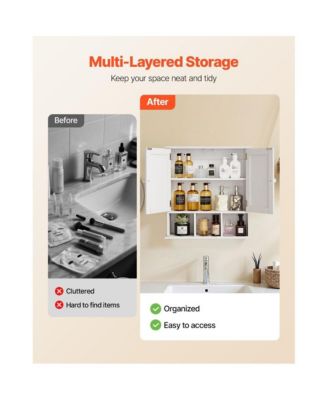 Over Toilet Bathroom Wall Cabinet with 2 Doors and Shelves