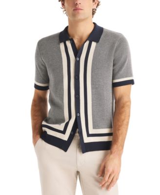 Men's Jacquard Short-Sleeve Sweater Shirt