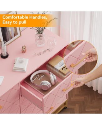 8-Drawer Modern Wooden Dresser TV Stand, Wide Chest of Drawers, Metal Handles, Living Room Entertainment Center