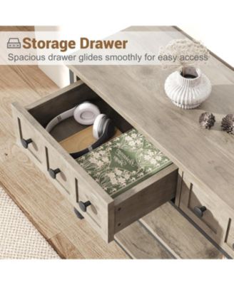  52 Inch 3-Drawer Industrial Metal 3-Tier Sofa Table Behind Couch, Hallway Storage Entryway Table