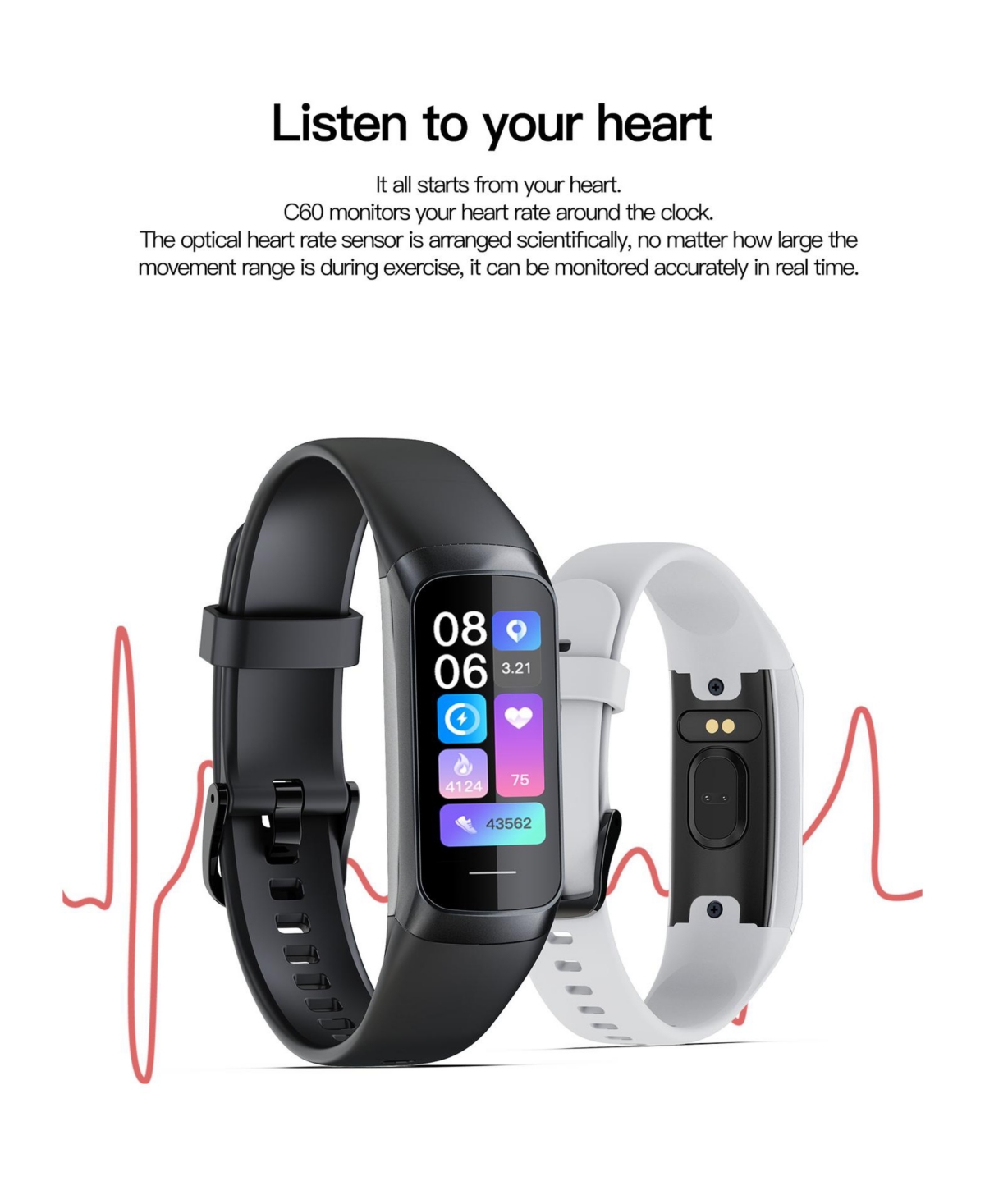 ruxing smart Amoled Health Smart Band: Hd Display + Bluetooth + Full Health Monitoring