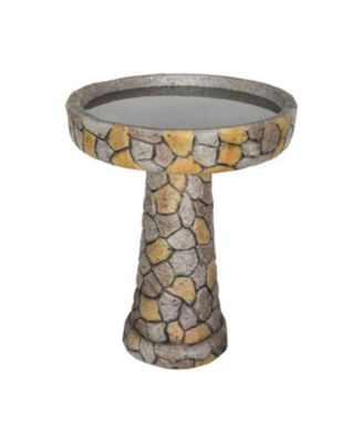 24”H Stone-Like Concrete Bird Bath with Pedestal for Garden, Patio, Yard Outdoor Decor