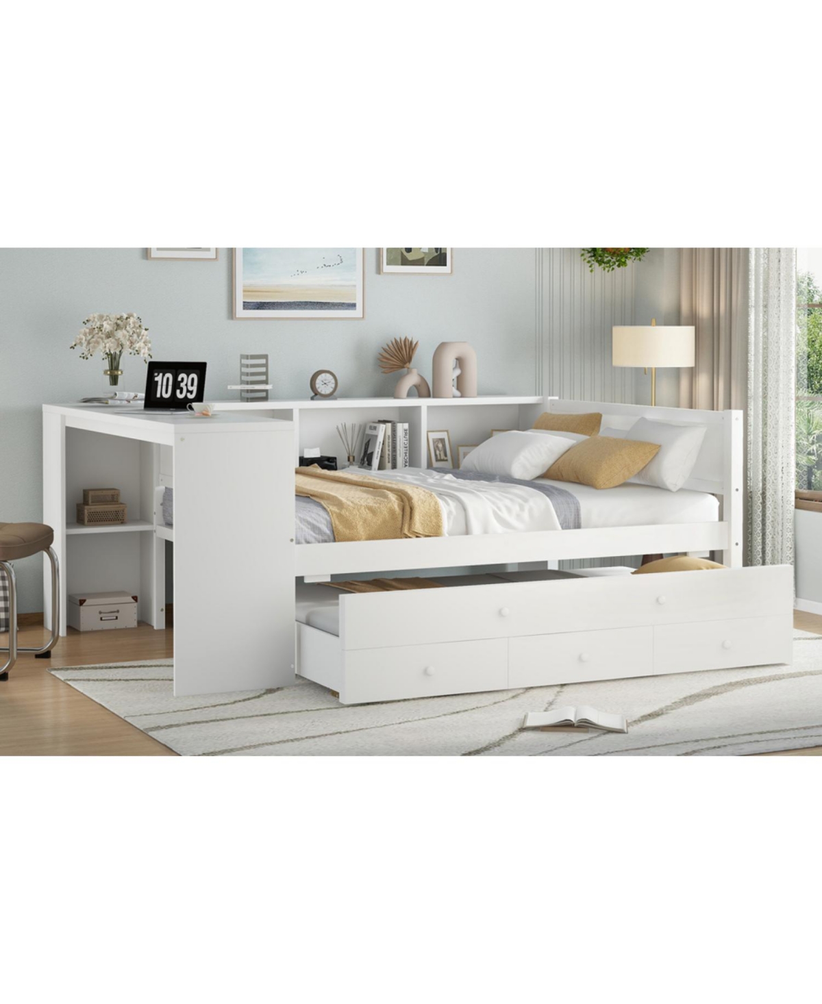 Streamdale Furniture Daybed with Trundle, Storage, Shelves & Desk