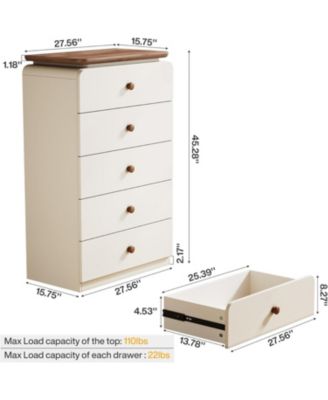 White Storage Cabinet with 5 Drawers, Vertiacl Drawer