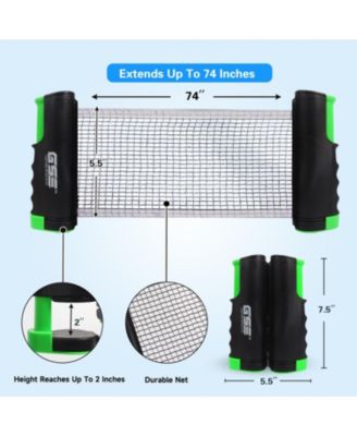 Adjustable Retractable Table Tennis Net & Post. Anywhere Ping Pong Net & Clamps