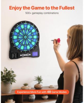 Electronic Dart Board, LED-Illuminated Dartboard with 48 Games, 500+ Variations and LCD Cricket Scoring for Up to 8 Players
