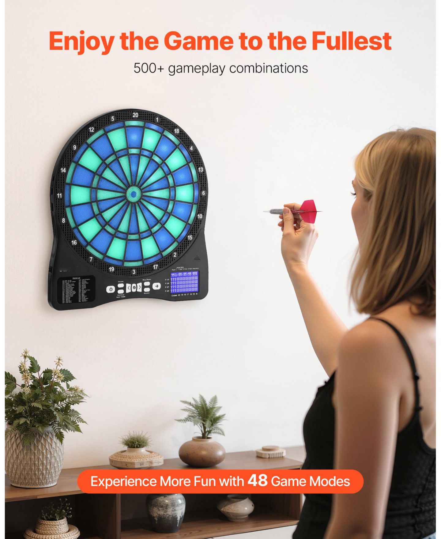 Детская игрушка Mecale LED-Illuminated Electronic Dart Board, 48 Games, Ages 3+, цвет: Синий — фото 5