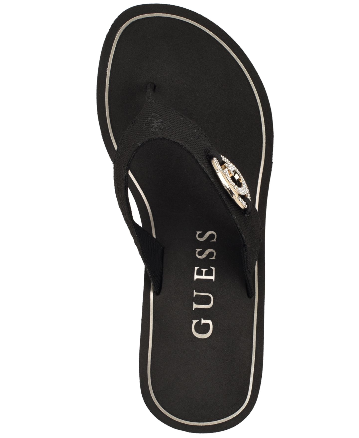 Женские сандалии GUESS Shai Embellished Logo Wedge Sandal, цвет: Чёрный — фото 4
