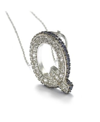 Sterling Silver Sapphire 3-D Letter "Q" Initial Pendant