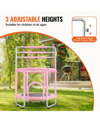 55" Kids Trampoline with Net and Basketball Hoop Pink