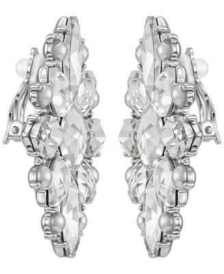 Pav&eacute; Stones And Imitation Pearl Sparkling Clip-On Earrings