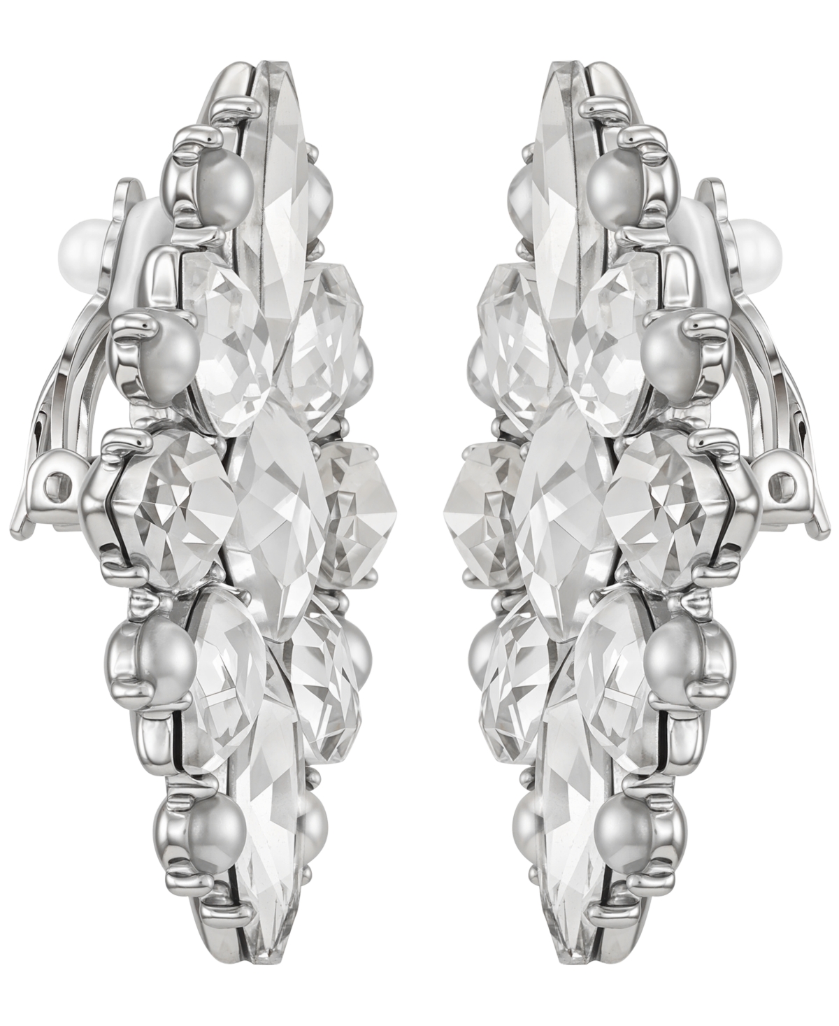 Guess Pave Stones And Imitation Pearl Sparkling Clip-On Earrings