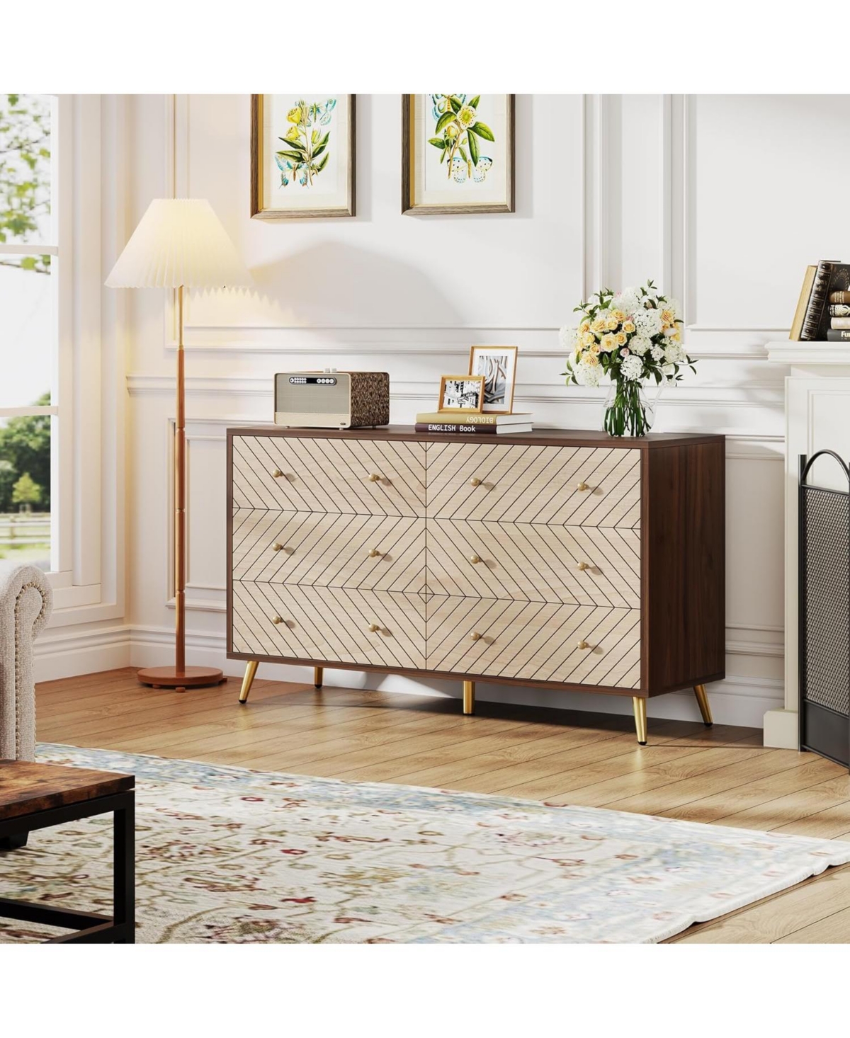 Tribesigns Wooden Drawer Organizer Cabinet Unit, with Solid Wood Legs