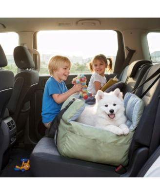 Dog Car Seat for Small Dogs Travel Safety Pet Seat Waterproof with Storage Pockets Green