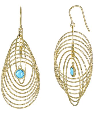 Sky Blue Topaz (2 ct. t.w.) Bezel Spiral Drop Earrings in 14k Gold-Plated Sterling Silver (Also Available in Citrine)